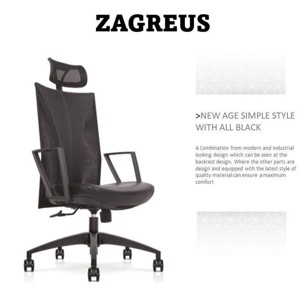 Picture of Zagreus CEO High Back Office Chair with Mesh Back | PU Leather