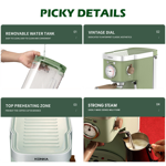 Picture of Capsule Coffee Maker Electric Espresso Coffee Machine 20 Bar Express Electric Foam Coffee Grinder Home Retro Full Semi-automatic Italian Commercial Steam Milk Frother CS1