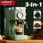 Picture of Capsule Coffee Maker Electric Espresso Coffee Machine 20 Bar Express Electric Foam Coffee Grinder Home Retro Full Semi-automatic Italian Commercial Steam Milk Frother CS1