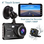 Picture of Dash Cam Car Camera 4”IPS Touch Screen 170 degree wide angle WDR Night Vision DVR HD 1080P Front and Rear 24 Hours Recording Video Recorder